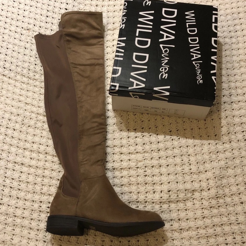 Over the knee taupe boots